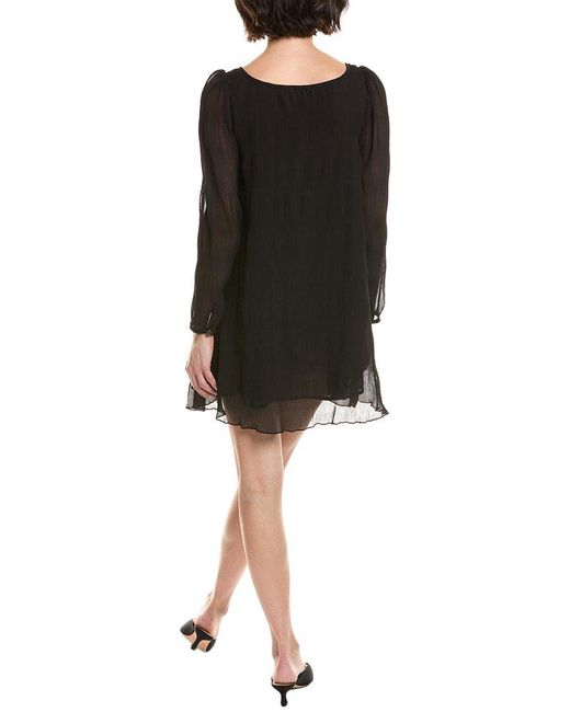 Ganni Black Pleated Georgette Mini Dress