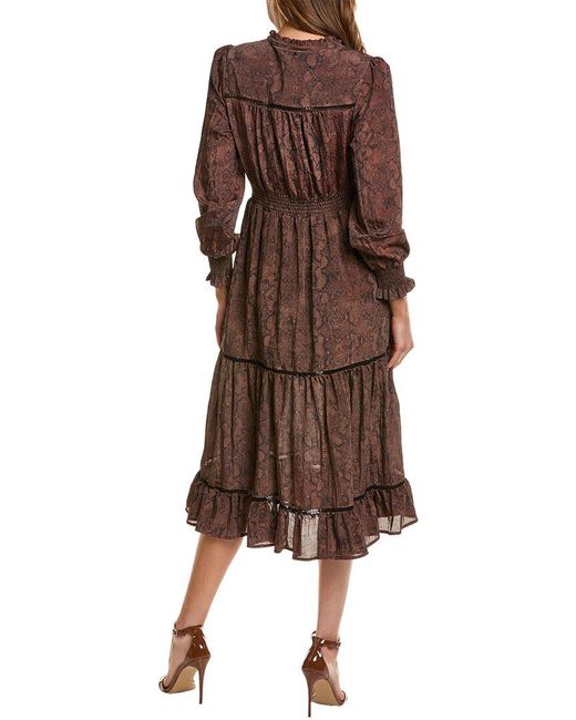 Sam Edelman Brown Maya Tiered Midi Dress