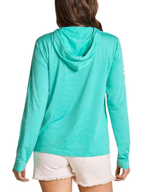 Life Is Good. Blue Long Sleeve Hooded Sun Crusher Shirt