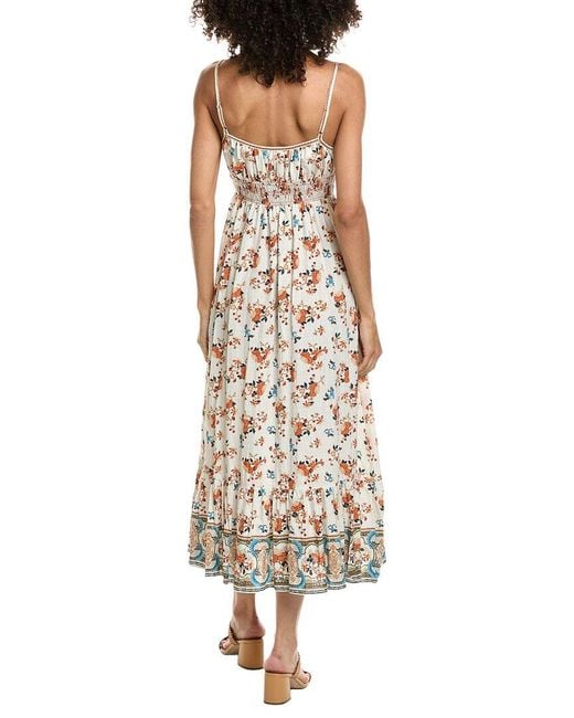Max Studio Natural Double Spaghetti Strap Midi Dress
