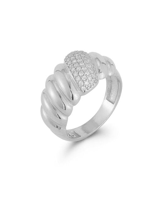 Chloe and Madison White Silver Cz Twist Ring