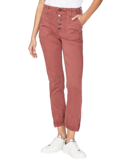 PAIGE Red Mayslie Vintage Burgundy Dust High-rise Straight Ankle Jean