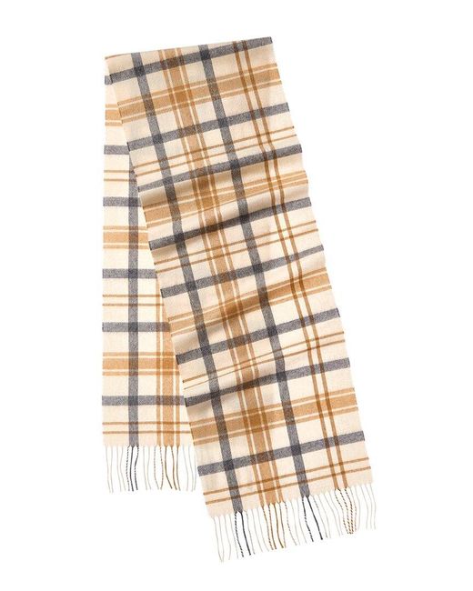 Amicale Cashmere Natural Scottish Plaid Cashmere Scarf