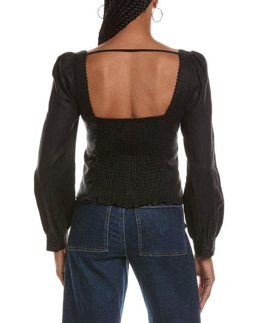 Seraphin Black Linen Top