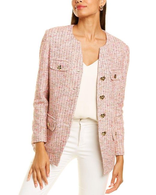 St. John Boucle Spacedyed Tweed Jacket in Pink Lyst