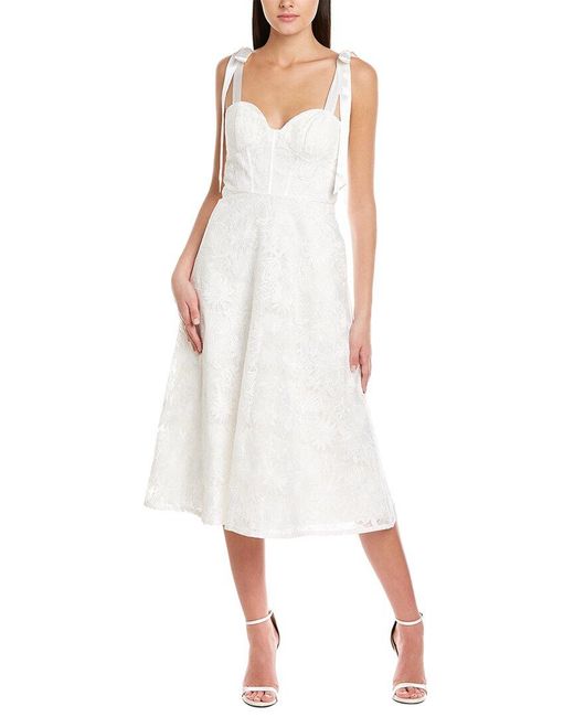 Aidan Mattox Aidan By Corset Embroidered Midi Dress in White | Lyst Canada