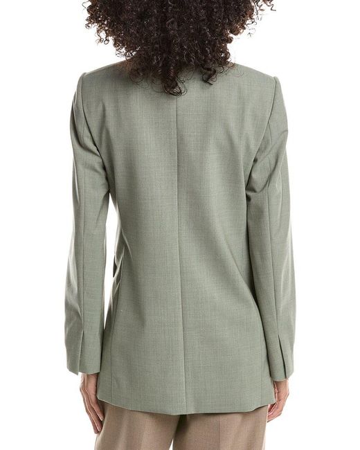 Theory Gray Relaxed Slash Wool-Blend Blazer