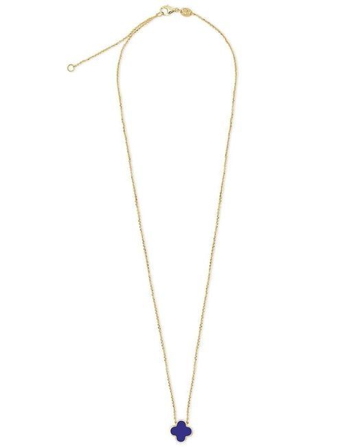 Italian Gold Metallic 14K Lapis Clover Necklace