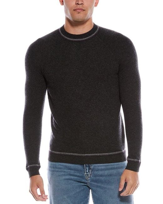 Autumn Cashmere Black Raglan Cashmere Crewneck Sweater for men