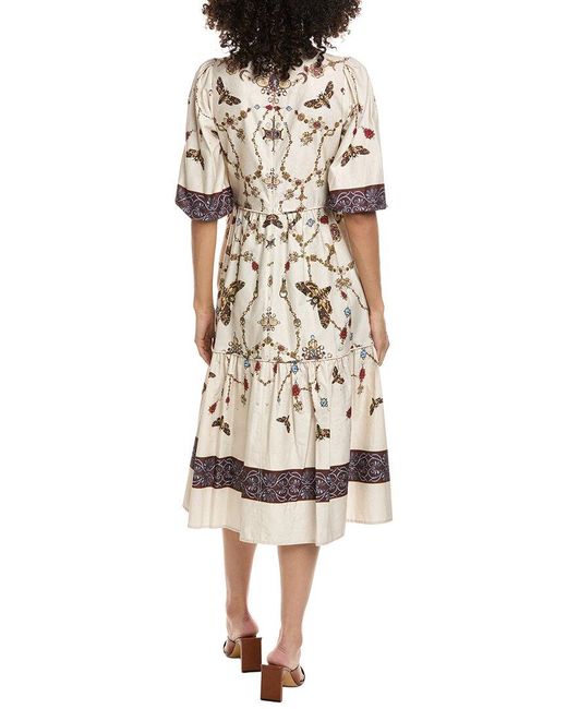 Marchesa Natural Midi A-Line Dress