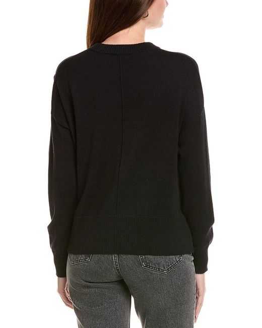 Hannah Rose Black L'Amour Crewneck Cashmere-Blend Sweater