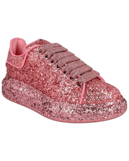 McQueen Pink Oversized Glitter Leather Sneaker