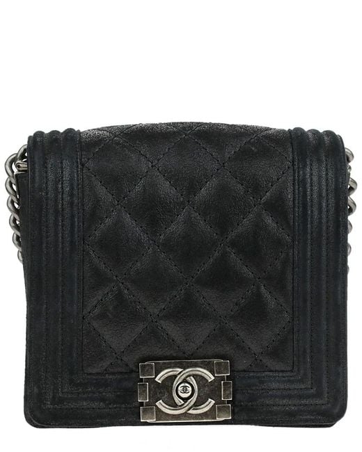 Chanel Multicolor Dark Navy Quilted Calfskin Small Gentle Square Boy Flap Bag