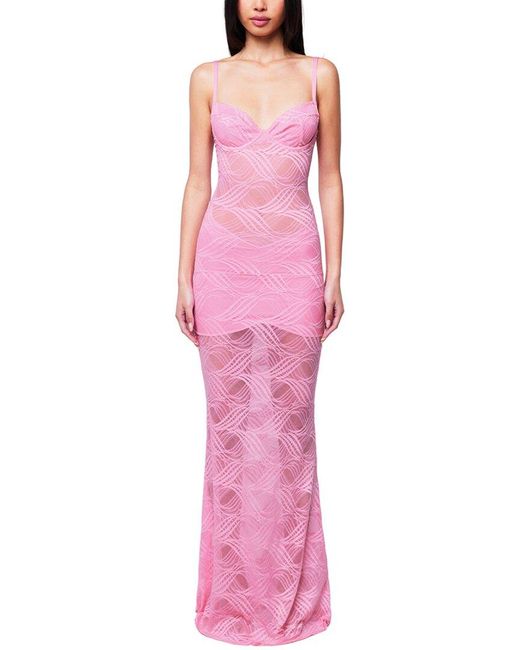 OW Collection Pink Flora Maxi Dress