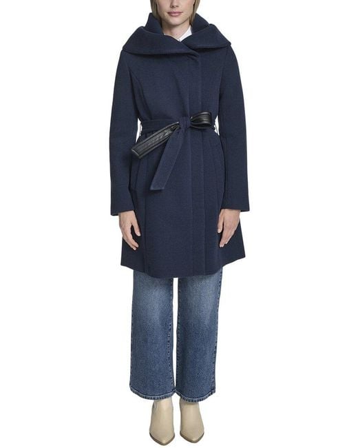 Cole Haan Blue Soft Twill Coat