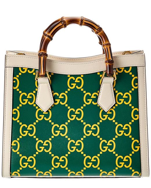 Gucci Green Diana Gg Leather Tote