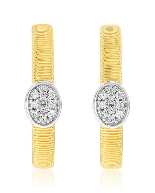 Suzy Levian CZ Jewelry Metallic Suzy Levian Golden Helix Cz Hoop Earrings