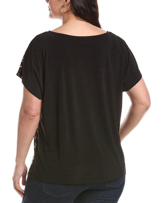 Anne Klein Black Plus Knit Back Shirt