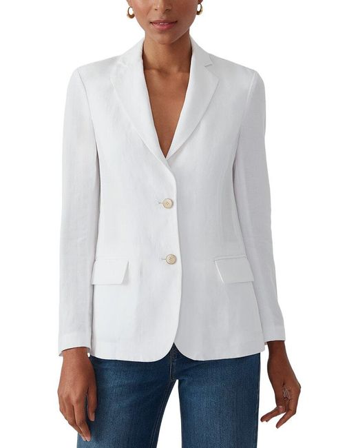 J.McLaughlin White Brandon Linen-Blend Jacket