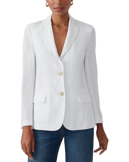 J.McLaughlin White Brandon Linen-Blend Jacket