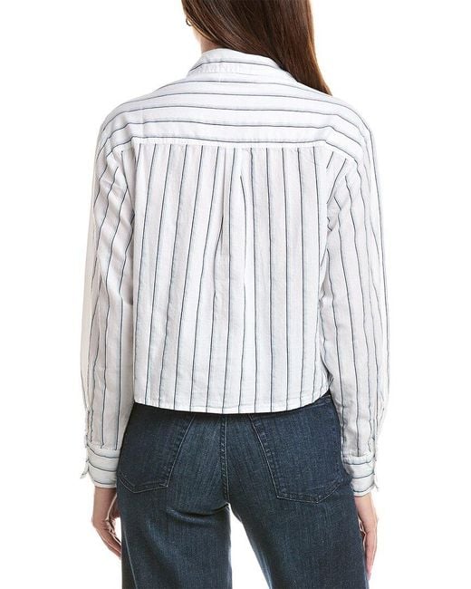 Michael Stars White Scarlet Cropped Button Down Shirt