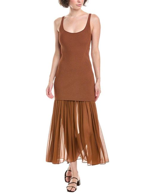 A.L.C. Brown Mickey Silk-Blend Dress