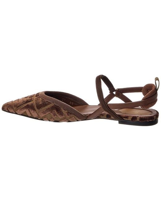Fendi Brown Ff Colibri' Lite Flat Slingback