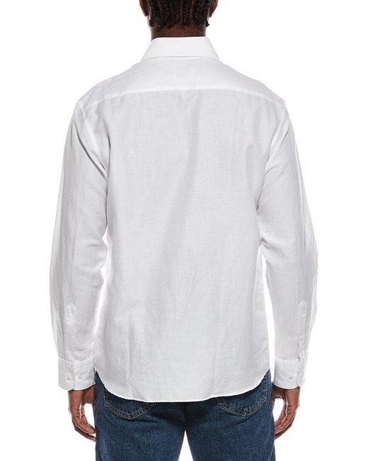Eterna White Soft Linen-Blend Modern Fit Cutaway Collar Shirt for men