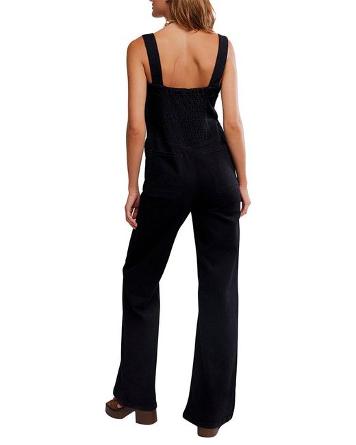 Free People Blue Suns Out Bootcut Jumpsuit