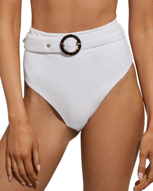 Reiss White Danielle Belted High Waist Bottom