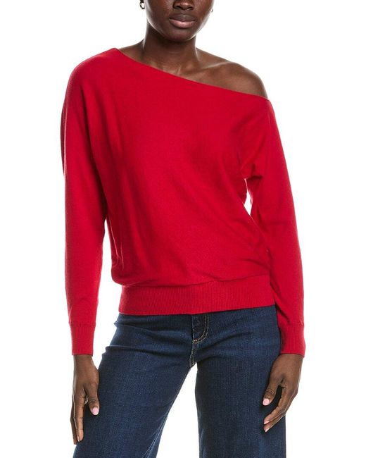 Minnie Rose Red Off-The-Shoulder Cashmere-Blend Sweater