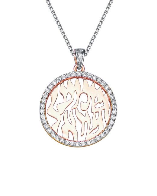 Genevive Jewelry Metallic Two-tone Cz Religious Pendant