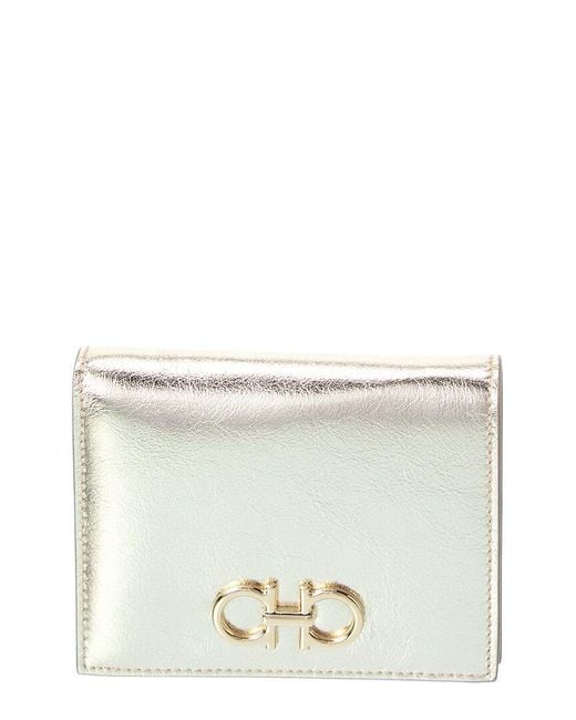 Ferragamo Gray Gancini Leather Card Case
