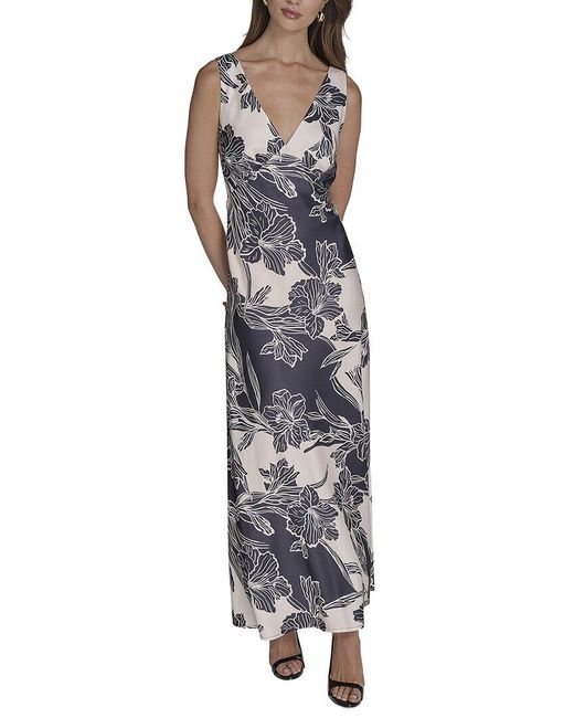 Halston Heritage Multicolor Sleeveless V-Neck Midi Dress