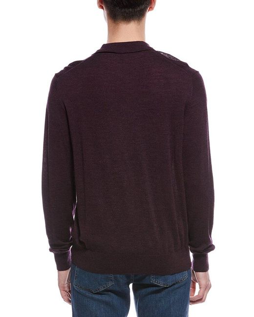 Bruno Magli Purple Wool Polo Sweater for men