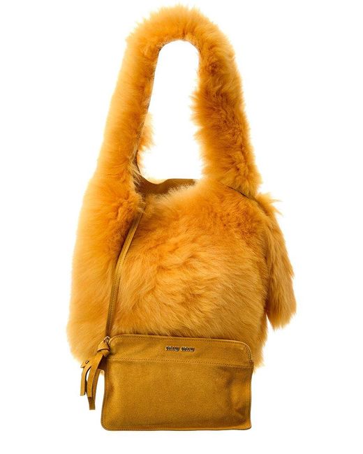 Miu Miu Orange Shearling Shoulder Bag