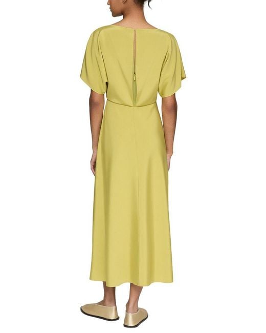 Lafayette 148 New York Yellow Butterfly Sleeve Midi Dress