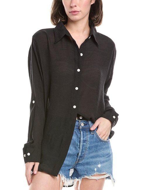 Next Black Woven Button-Up Vacation Shirt