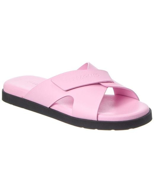 Ferragamo Pink Fidal Leather Sandal
