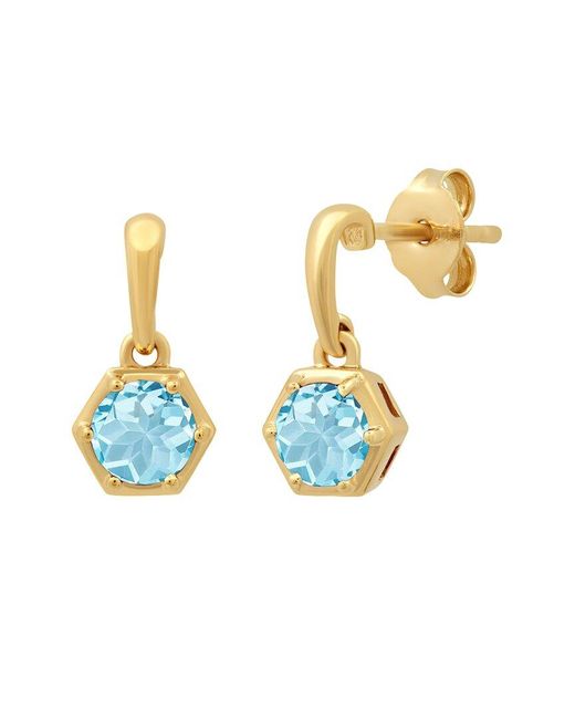 MAX + STONE Max + Stone 14k Over Silver 0.70 Ct. Tw. Sky Blue Topaz Drop Earrings