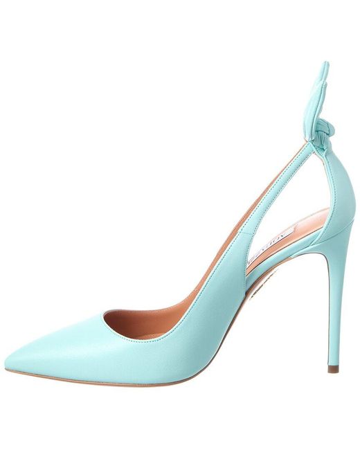 Aquazzura Blue Bow-Tie Leather Pump
