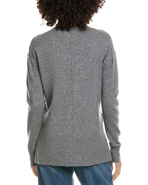 InCashmere Gray Seam Detail High-Low Wool & Cashmere-Blend Sweater