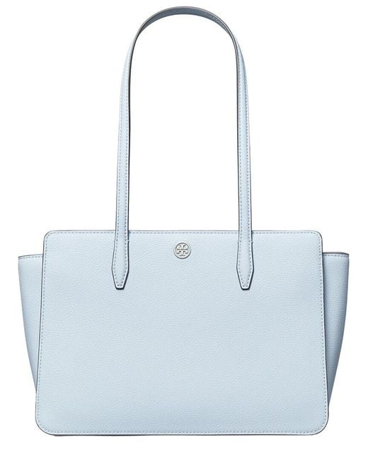 Tory Burch Blue Robinson Pebbled Small Leather Tote