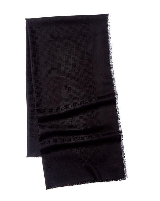 Givenchy Black 4G Square Large Wool & Silk-Blend Scarf