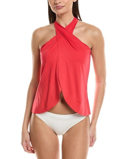 Vince Camuto Red Crossover Tankini Top