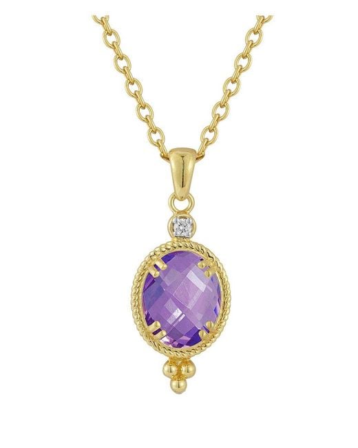 Reiss Metallic 14k 2.49 Ct. Tw. Diamond & Amethyst Necklace