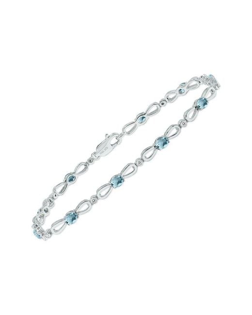 Gemstones Metallic 1.61 Ct. Tw. Diamond & Aquamarine Bracelet