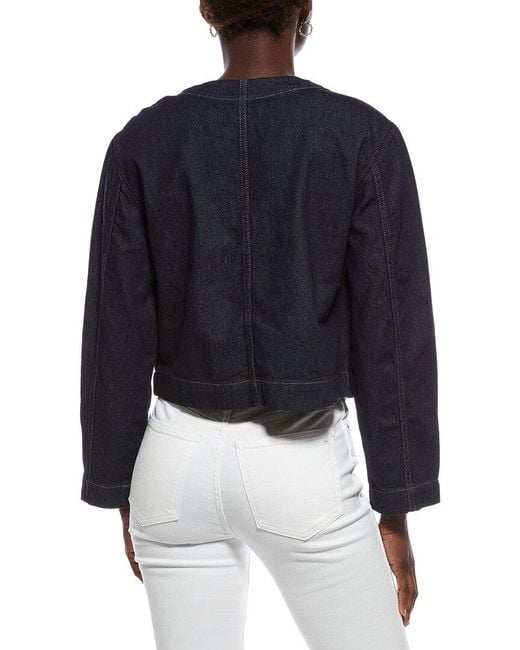 Madewell Blue Curved Hem Button Jacket