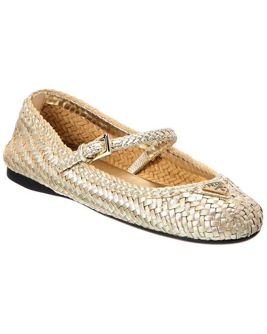 Prada White Leather Ballerina Flat