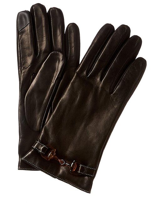 Portolano Belt Cashmere-lined Leather Gloves in Black | Lyst
